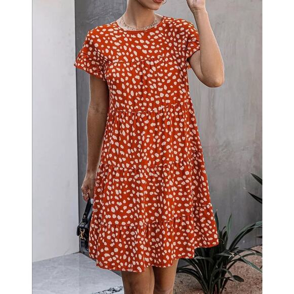 Kirundo Ruffle short Sleeve Summer Mini Dress US Women's M - Picture 1 of 9